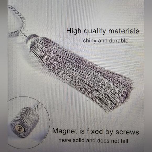 Bel Avenir Silver Magnetic Tassel Curtain Tiebacks Qty 4 Decorative Drape Ties - Picture 8 of 9